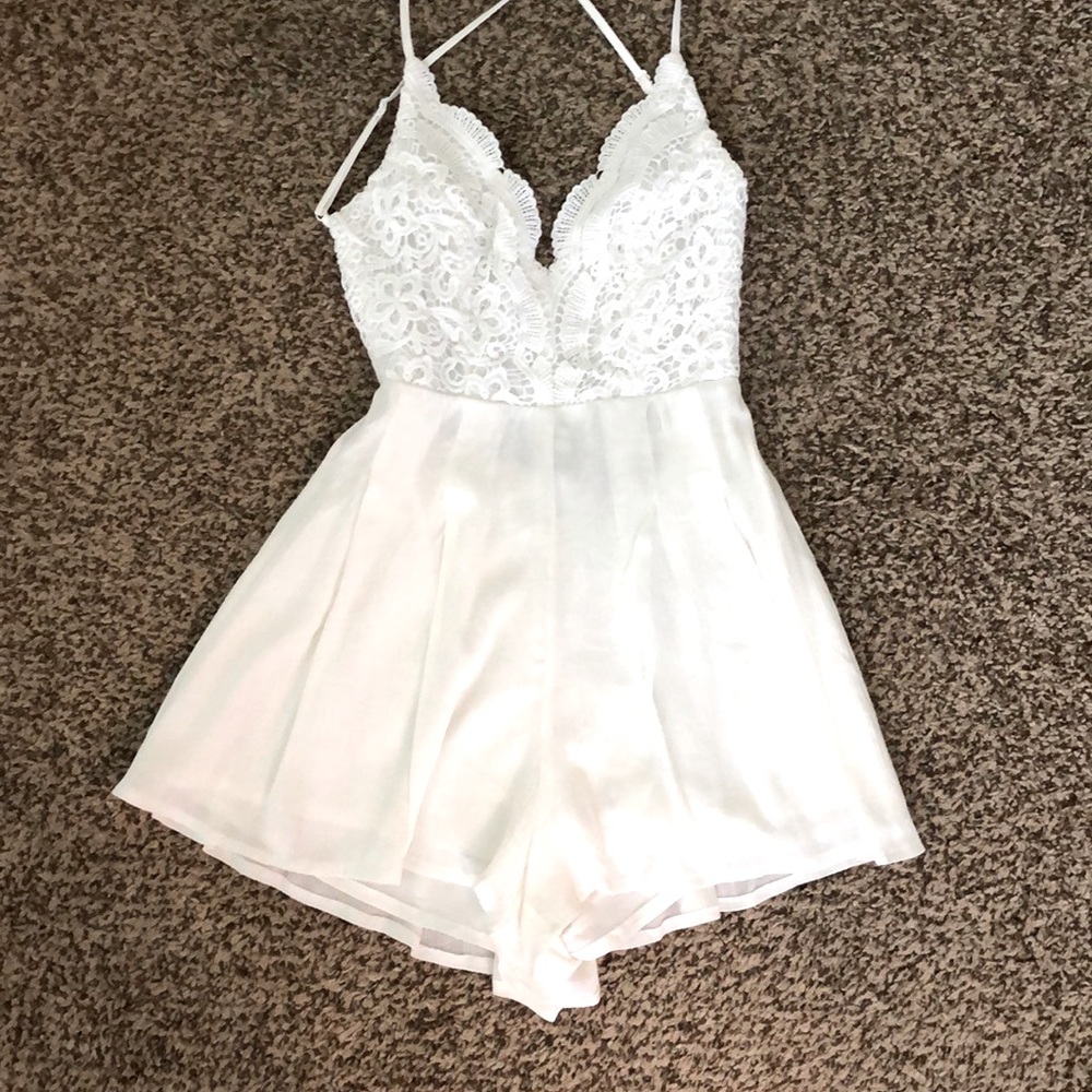 White backless romper